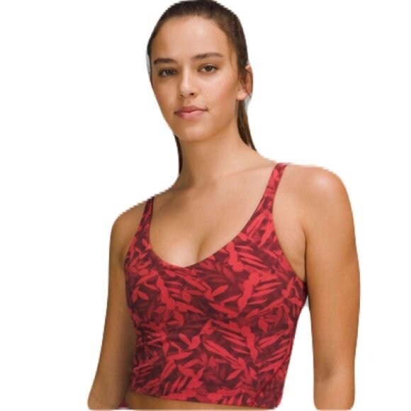 Lululemon Align Cropped Tank Top Spray Leaf Fireside Red Multi Size 8 - Picture 1 of 7